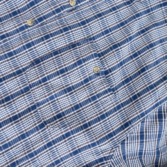 Vintage Cherokee Blue White Brown Checker Thick 100% Cotton Button Up Shirt - Picture 10 of 13